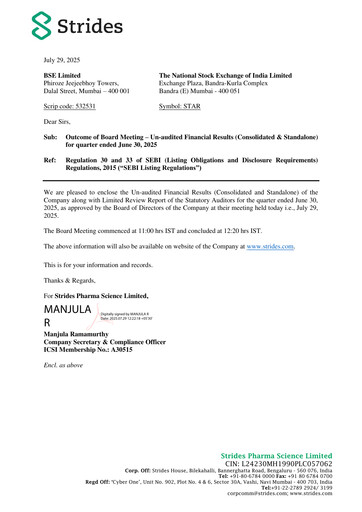 Thumbnail Strides Pharma Quarterly Report 2025-q1