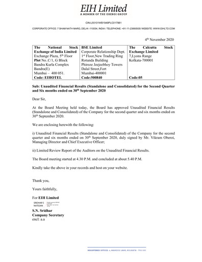 Thumbnail EIH Limited Quarterly Report 2020-q2