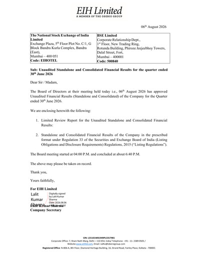Thumbnail EIH Limited Quarterly Report 2026-q2