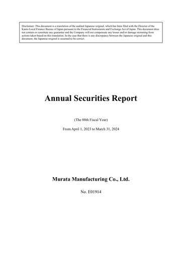 Thumbnail Murata Manufacturing (Murata Seisakusho) Annual Report fy2023