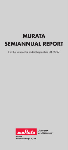 Thumbnail Murata Manufacturing (Murata Seisakusho) Half-year Report 2007