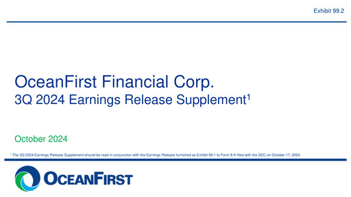 Miniature OceanFirst Financial Rapport trimestriel 2024-q3