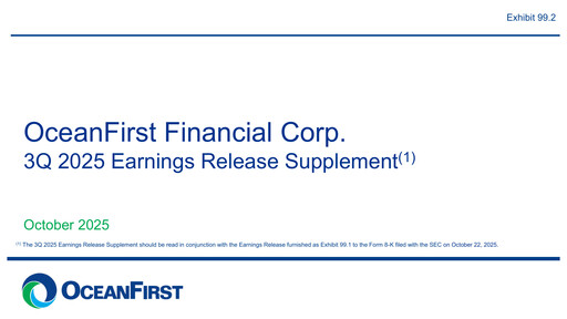 Miniature OceanFirst Financial Rapport trimestriel 2025-q3