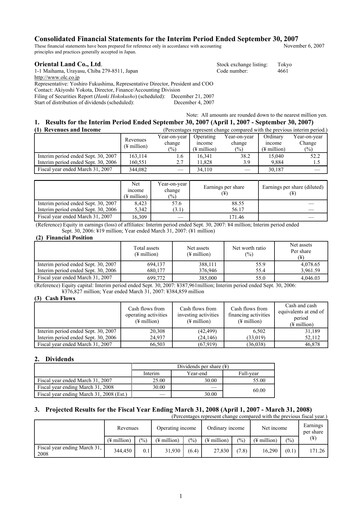 Thumbnail Oriental Land Financial Statement 2007-h1