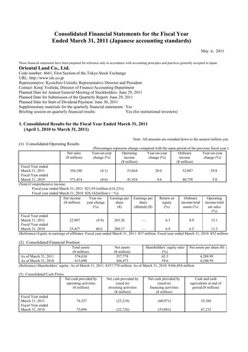 Thumbnail Oriental Land Financial Statement 2010
