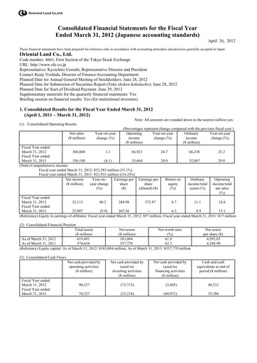 Thumbnail Oriental Land Financial Statement 2011