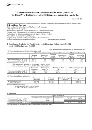 Thumbnail Oriental Land Financial Statement 2013-9m