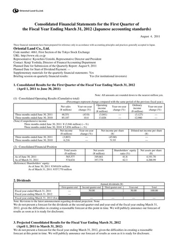 Thumbnail Oriental Land Quarterly Report 2012-q1