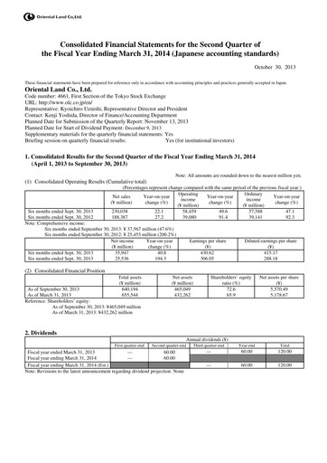 Thumbnail Oriental Land Quarterly Report 2014-q2