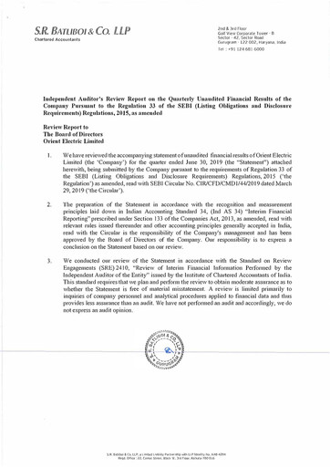 Thumbnail Orient Electric
 Quarterly Report 2019-q1
