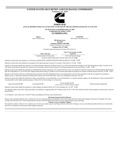 Thumbnail Cummins
 Annual Report 2015