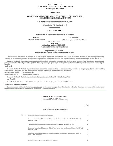 Vorschaubild Cummins
 Quartalsbericht 2009-q1