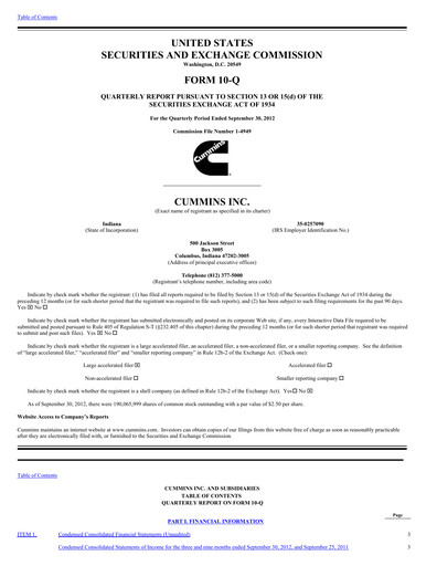Vorschaubild Cummins
 Quartalsbericht 2012-q3