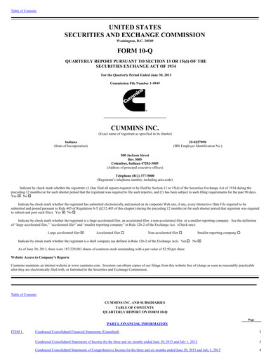 Thumbnail Cummins
 Quarterly Report 2013-q2