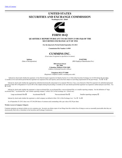 Thumbnail Cummins
 Quarterly Report 2013-q3