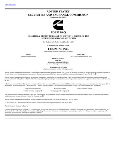 Thumbnail Cummins
 Quarterly Report 2017-q3