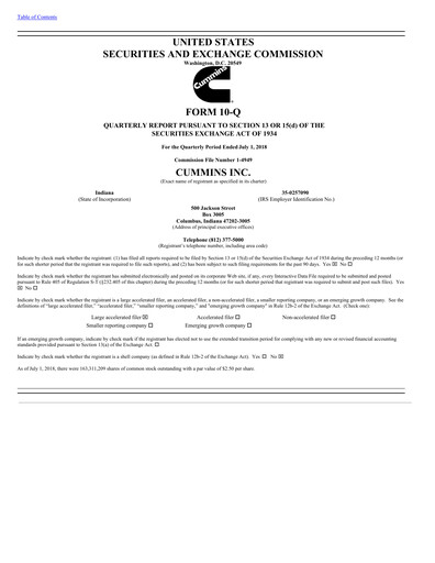 Thumbnail Cummins
 Quarterly Report 2018-q2