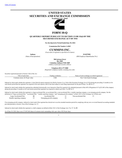 Thumbnail Cummins
 Quarterly Report 2024-q2