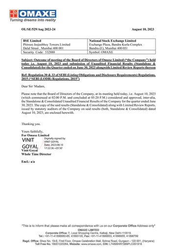 Thumbnail Omaxe
 Quarterly Report 2023-q1
