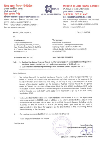 Thumbnail Mishra Dhatu Nigam Quarterly Report 2018-q4