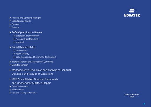 Vorschaubild Novatek Jahresbericht 2006
