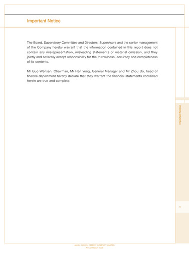 Thumbnail Anhui Conch Cement Annual Report 2006
