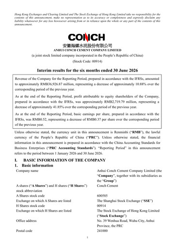 Thumbnail Anhui Conch Cement Half-year Report 2026