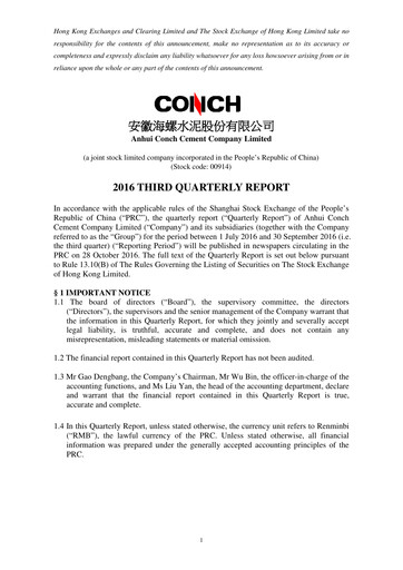 Thumbnail Anhui Conch Cement Quarterly Report 2016-q3