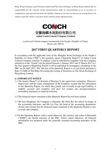 Thumbnail Anhui Conch Cement Quarterly Report 2017-q1