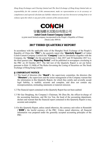 Thumbnail Anhui Conch Cement Quarterly Report 2017-q3