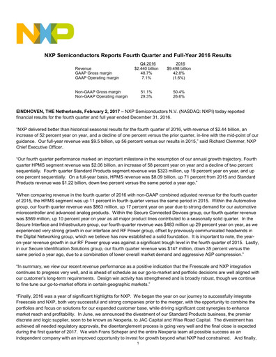 Thumbnail NXP Semiconductors Financial Statement 2016