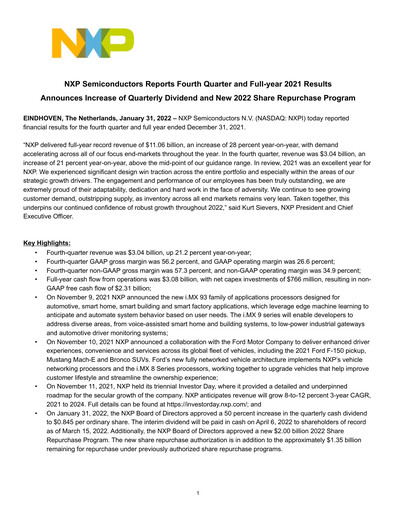 Thumbnail NXP Semiconductors Financial Statement 2021
