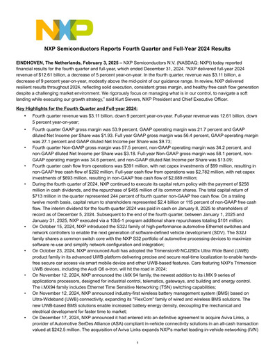 Thumbnail NXP Semiconductors Financial Statement 2024