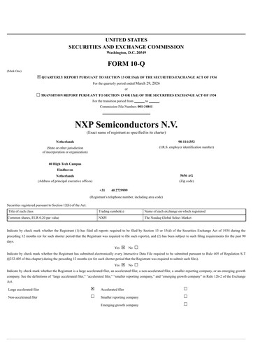 Thumbnail NXP Semiconductors Quarterly Report 2026-q1