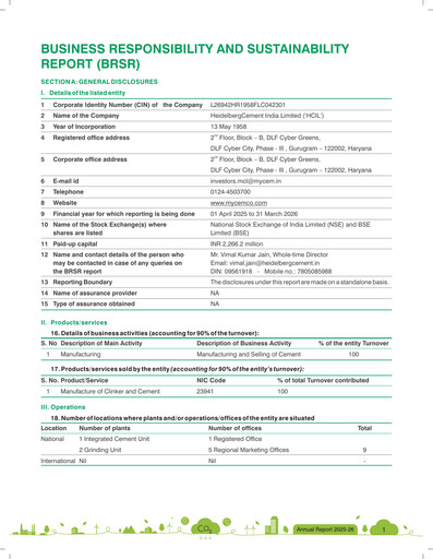 Thumbnail Heidelbergcement India ESG Report 2025-2026