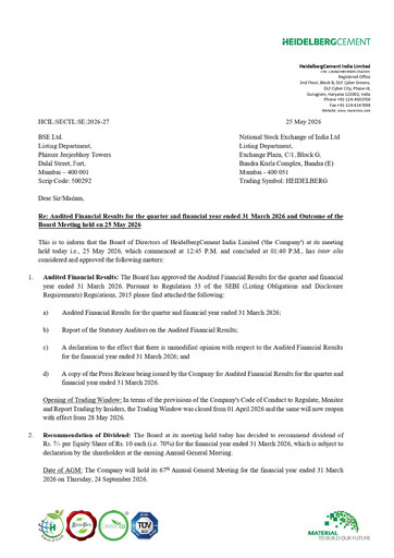 Thumbnail Heidelbergcement India Financial Statement 2025-2026