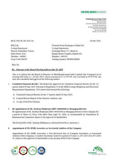 Thumbnail Heidelbergcement India Quarterly Report 2025-q1