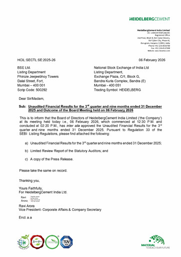 Thumbnail Heidelbergcement India Quarterly Report 2025-q3
