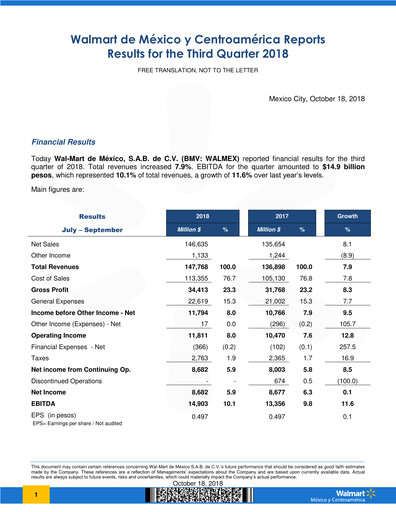 Thumbnail Walmex Quarterly Report 2018-q3