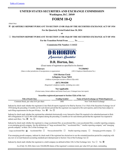 Miniature D. R. Horton
 Rapport trimestriel 2024-q3