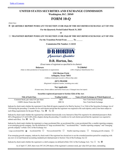 Miniature D. R. Horton
 Rapport trimestriel 2025-q2
