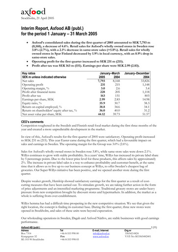 Thumbnail Axfood Quarterly Report 2005-q1