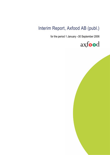 Thumbnail Axfood Quarterly Report 2006-q3