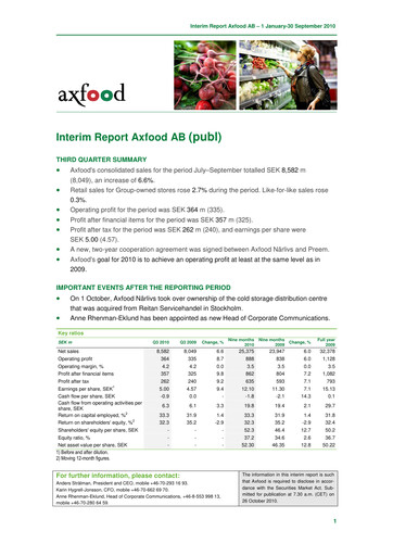 Thumbnail Axfood Quarterly Report 2010-q3