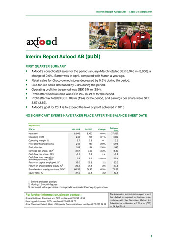 Thumbnail Axfood Quarterly Report 2014-q1