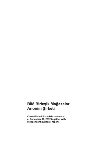 Miniature BİM Birleşik Mağazalar Bilan financier 2012