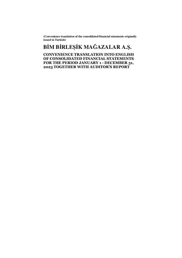 Miniature BİM Birleşik Mağazalar Bilan financier 2023