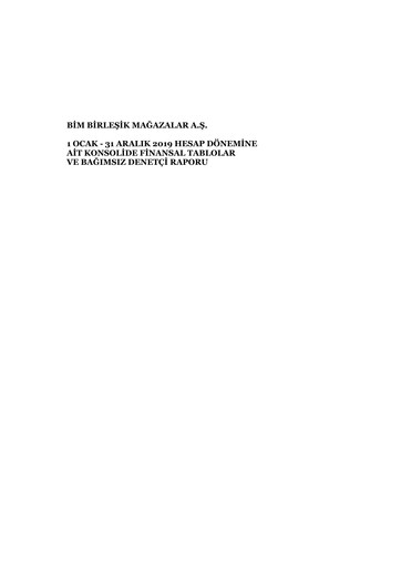 Thumbnail BİM Birleşik Mağazalar Financial Statement 2019
