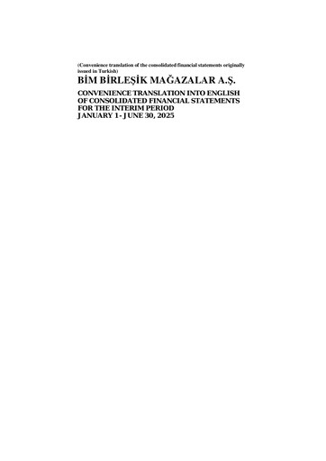 Vorschaubild BİM Birleşik Mağazalar Halbjahresbericht 2025