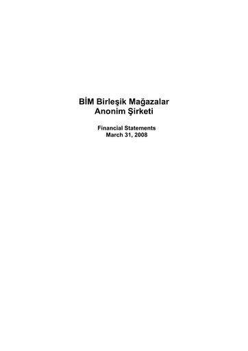 Thumbnail BİM Birleşik Mağazalar Quarterly Report 2008-q1